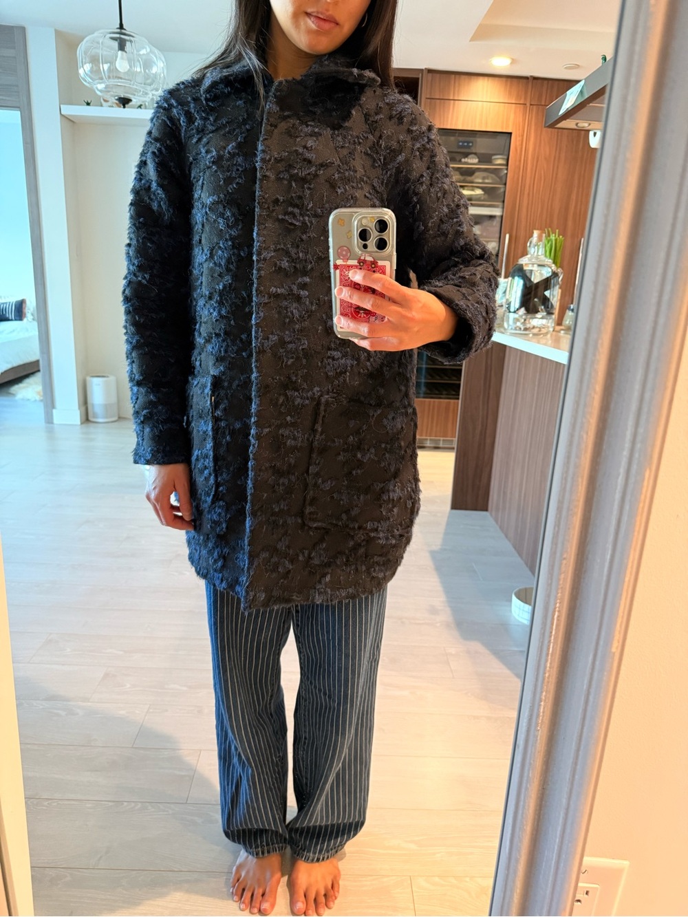 Textured Mid-Length Coat - Picture 3 of 7